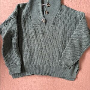 Madewell Textured Knit Cowl Neck Sweater in Sage